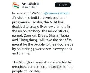 Ladakh to Gain Five New Districts, Enhancing Governance and Development